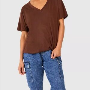 POL Brown V-Neck Women's Tee